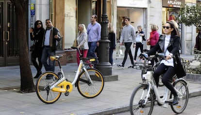 Una bicicleta de Obike, en Madrid.