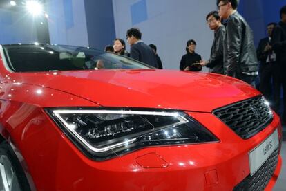 Exposición de un Seat León SC, en Shanghai.