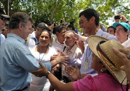 Juan Manuel Santos enHonda, en el departamento de Tolima.