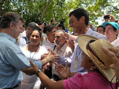 Juan Manuel Santos enHonda, en el departamento de Tolima.