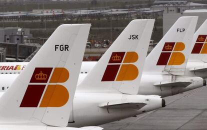Aviones de Iberia en el aeropuerto de Barajas.