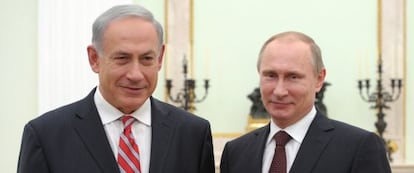 Netanyahu junto a Putin hoy en Moscú.