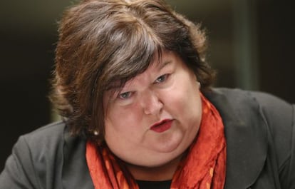 La secretaria de Estado de Migraci&oacute;n belga, Maggie De Block, en un encuentro europeo.