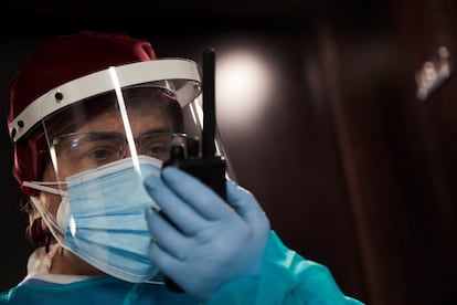 A health worker in Barcelona.