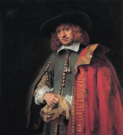 Retrato que hizo Rembrandt del primer Jan Six, en 1654.