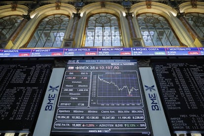 Interior de la Bolsa de Madrid.