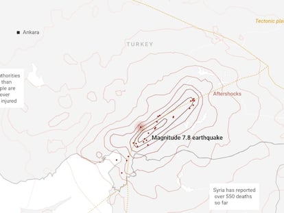 Visual analysis: Location and evolution of the quakes in Turkey and Syria