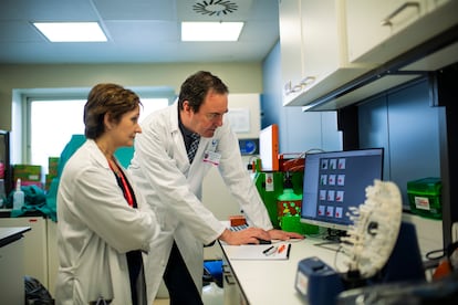 Rafael Correa, director del Laboratorio de Inmuno-regulación del Hospital Gregorio Marañón, y Manuela Camino, jefa de Trasplante Cardiaco Infantil.