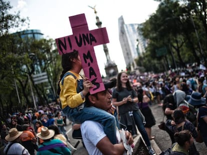 Uma manifestação contra a violência machista na Cidade do México.