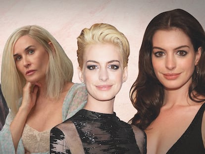 Demi Moore y Anne Hathaway son algunas de las actrices que han sorprendido con tintes rubio platino.