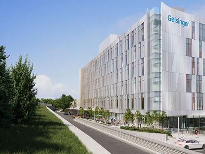 Recreación del hospital de Geisinger ya ampliado.