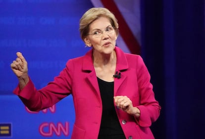 La precandidata presidencial Elizabeth Warren, en un foro organizado por CNN.