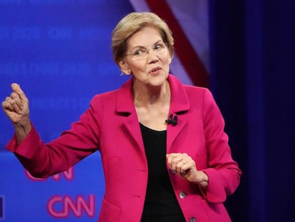 La precandidata presidencial Elizabeth Warren, en un foro organizado por CNN.