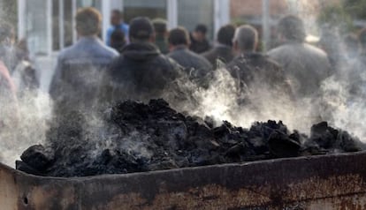 A miners&#039; assembly in Langreo, Asturias, earlier this month.