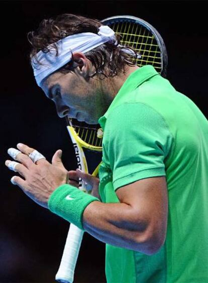 Nadal se lamenta durante el partido ante Soderling.