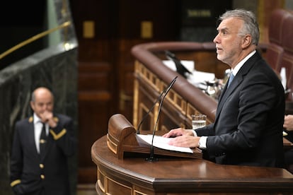 El ministro de Política Territorial, Ángel Víctor Torres, durante su intervención en una sesión plenaria de este jueves.