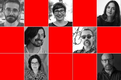 D'esquerra a dreta i de dlat a baix: Ruben luzón, Begonya Pozo, Isabel García i Canet, Pau Sif, Eduard Marco, 
Àngels Gregori i Salvador Ortells.