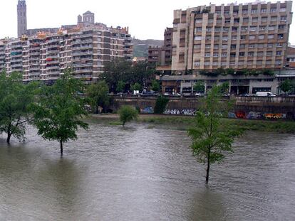 Ayer, el Segre (en la foto, a su paso por Lleida), por las lluvias, el deshielo y el desembalse de Rialb, ya bajaba muy crecido en Lleida y Balaguer y las poblaciones ribereñas están en alerta.