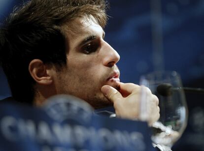 Javi Martínez, durante la rueda de prensa que dio en Valencia