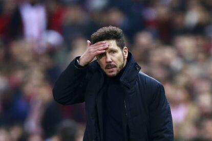 El entrenador del Atlético de Madrid, Diego Simeone, en un momento del partido.