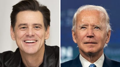 Jim Carrey (a la derecha) y Joe Biden.