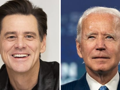 Jim Carrey (a la derecha) y Joe Biden.