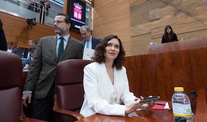 Ayuso, el jueves durante el pleno en la Asamblea de Madrid.