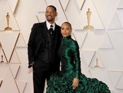 Will Smith y Jada Pinkett Smith a su llegada a la 94ª edición de los premios Oscar, poco antes del bofetón.