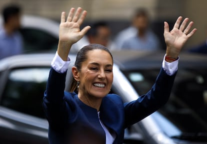 Claudia Sheinbaum al llegar a Palacio Nacional, el 10 de junio.