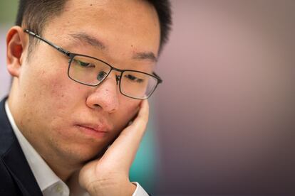 Yi Wei, durante una de las partidas del torneo de Wijk aan Zee