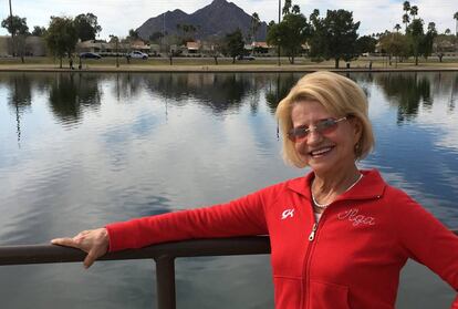 La bielorrusa Olga Korbut hace dos semanas en Arizona, donde vive.