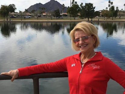 La bielorrusa Olga Korbut hace dos semanas en Arizona, donde vive.