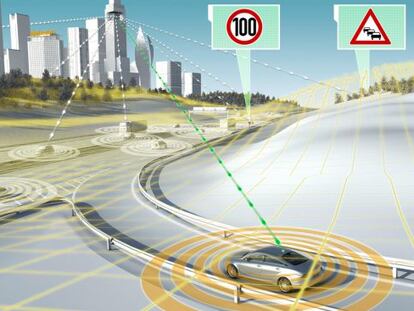 La comunicación entre coches, infraestructuras e Internet permitirá informar con antelación a los conductores de las incidencias del camino.