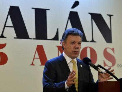 O presidente Santos em um discurso nesta quinta.