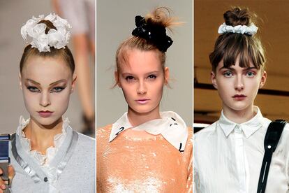 Scrunchies vistos en Marc Jacobs primavera 2010, Ashish primavera 2013 y Rag and Bone pre-fall 2014.