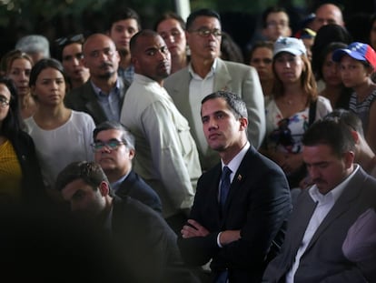 El líder opositor venezolano, Juan Guaidó, asiste a la presentación del proyecto 'Plan País' en Caracas (Venezuela), el 28 de marzo de 2019.