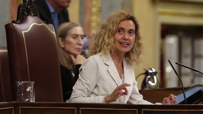 La presidenta del Congreso de los Diputados, Meritxell Batet,  este jueves en la Cámara baja.