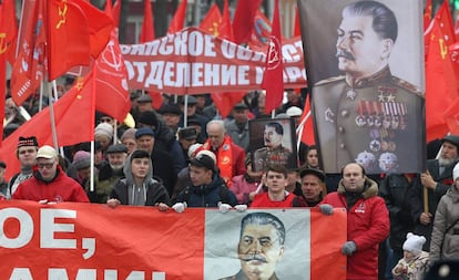 Manifestación del Patido Comunista Ruso para conmemorar la Revolución de Octubre de 1917, el pasado 7 de noviembre.