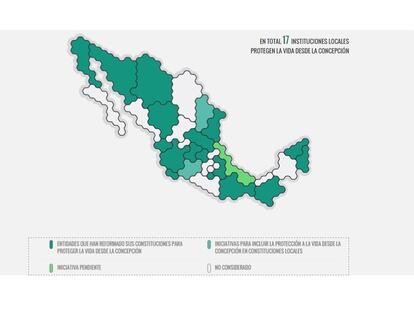 Mapa de la criminalizaci&oacute;n del aborto en M&eacute;xico.