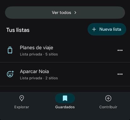 Nueva lista en Google Maps