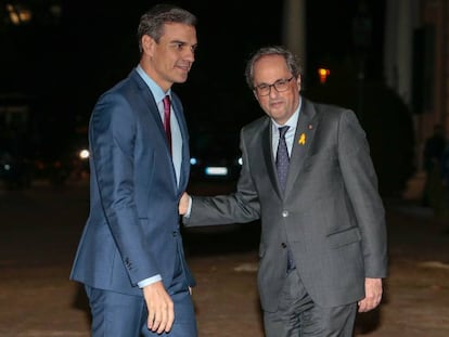 Sánchez y Torra, durante su encuentro en el Palacio de Pedralbes (Barcelona), el pasado 20 de diciembre.