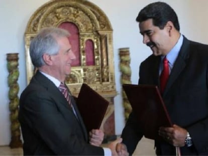 Los presidentes de Uruguay, Tabaré Vázquez, y Venezuela, Nicolás Maduro