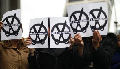 Protestas en Madrid durante la huelga de jueces y fiscales del miércoles.