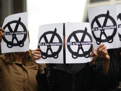 Protestas en Madrid durante la huelga de jueces y fiscales del mi&eacute;rcoles. 