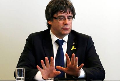 El expresidente de la Generalitat Carles Puigdemont, ayer en Berlín.