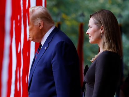 El presidente de Estados Unidos, Donald Trump, anuncia en la Casa Blanca la nominación de Amy Coney Barrett como nueva juez de la Corte Suprema, el 26 de septiembre.