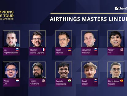 Cartel anunciador del torneo Airthings, del Champions Chess Tour
