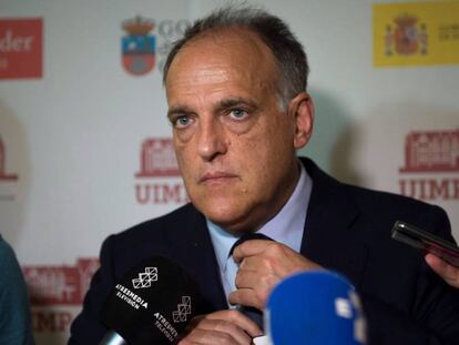 El presidente de LaLiga, Javier Tebas, en Santander.