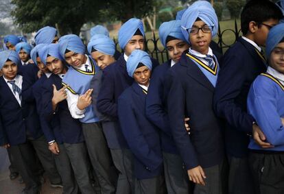 Estudiantes en Nueva Delhi.