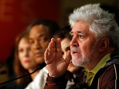 Spanish director Pedro Almodóvar at the press conference in Cannes.